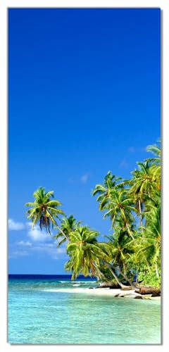 posterdepot Türtapete Türposter Blauer Himmel, weißer Strand, Palmen und das tiefblaue Meer - Größe 93 x 205 cm, 1 Stück, ktt0695