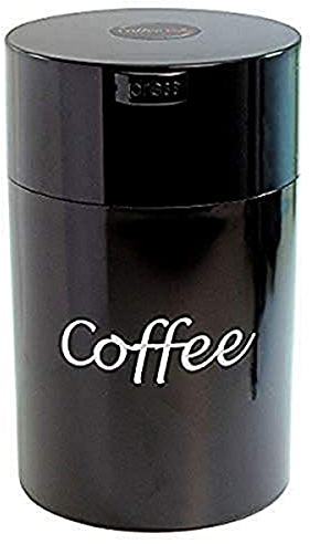 CoffeeVac 1LB – Patented Airtight Container | Multi-use Vacuum container works as smell proof containers for ground coffee and coffee bean containers. Black Logo