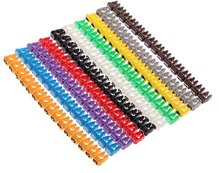 BIlinli Étiquettes colorées de numéro de marqueur de C-Type de 150 marqueurs de câble de PCs pour Le Fil de 2-3mm