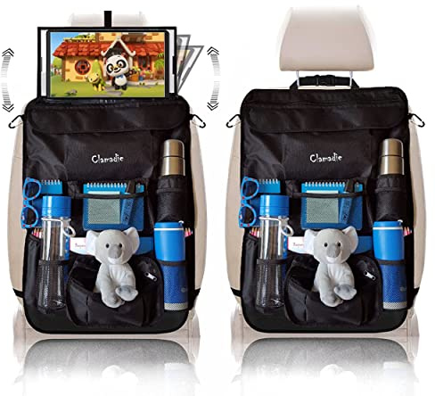 Auto Rückenlehnenschutz, Clamadie 4x1 Stück Auto Rücksitz Organizer für Kinder, Große Taschen und iPad Tablet-Fach, Wasserdicht Universeller