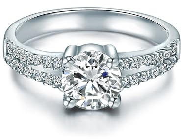 Trilani Damen Ring 925/- Sterling Silber | rhodiniert, Solitärring, Zirkonia, weiß, Brillantschliff