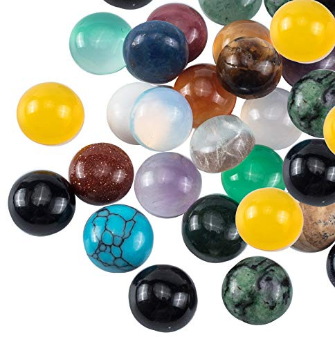 PandaHall 46 Stück Halbrunde Cabochon Flatback Edelsteine Perlen Heilquarz Chakra Stein Für Die Schmuckherstellung (8mm)