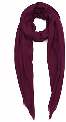 Sciarpa Cachemire Fatto in Kashmir (Confezione Regalo) Lana Merino Seta Cachemire Large Superfine Donna Uomo Pashmina Unisex Vino Borgogna
