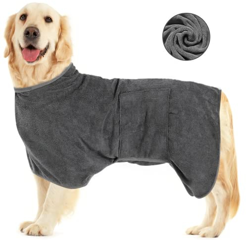 Hunde-Bademantel, Größe L, Grau