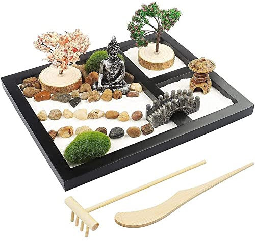 Kit de mesa de arena para jardín micro estatua de Buda de paisaje artificial, mesa de arena Zen decoración de mesa para el hogar, manualidades, decoración budista, regalos
