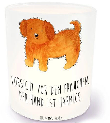 Mr. & Mrs. Panda Teelicht Hund Flauschig - Geschenk, Hundeliebe, süß, Windlicht Dekorieren, Teelichter, Teelichtgläser, Frauchen, Haustier,