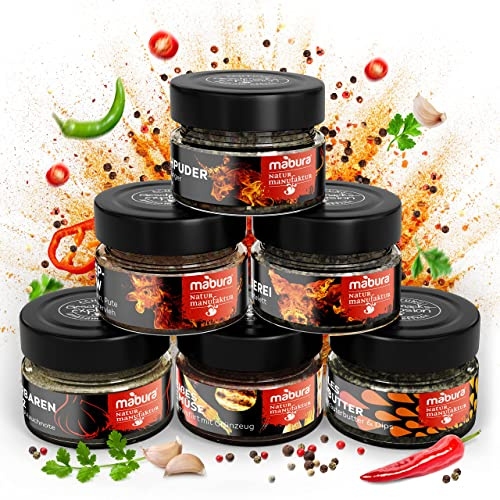 Grillgewürze Geschenkset - Leckere Grill Geschenke für Männer – das etwas andere Grill Gewürze Geschenkset – Grillgewürze Geschenkset Männer - 6 BBQ Gewürze von Hand abgefüllt 100% Bio (BBQ Box)