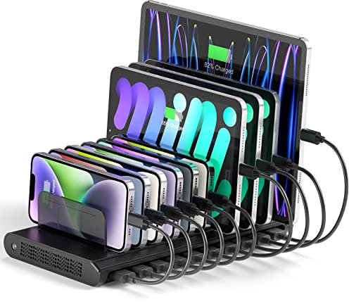 Unitek Stazione di ricarica USB da 120 W a 10 porte con tipo C e QC3.0, stazione di ricarica multipla per più dispositivi con tecnologia SmartIC, stazione di ricarica per cellulare multiplo per tablet