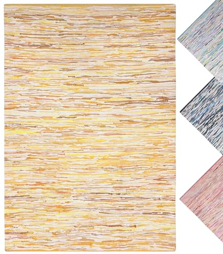 MY-RUG Handgewebter Flickenteppich aus Baumwolle - Boho Teppich, 160 x 230 | Nachhaltiger Fleckerlteppich aus recyceltem Stoff, strapazierfähiger Kinderteppich, weicher Wendeteppich in Gelb Gold