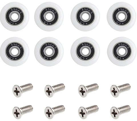 BBTISG Lot de 8 roulettes pour porte de douche Avec Des Vis, 23 mm de diamètre roulettes de rechange pour porte de douche coulissante Pour cabine de douche