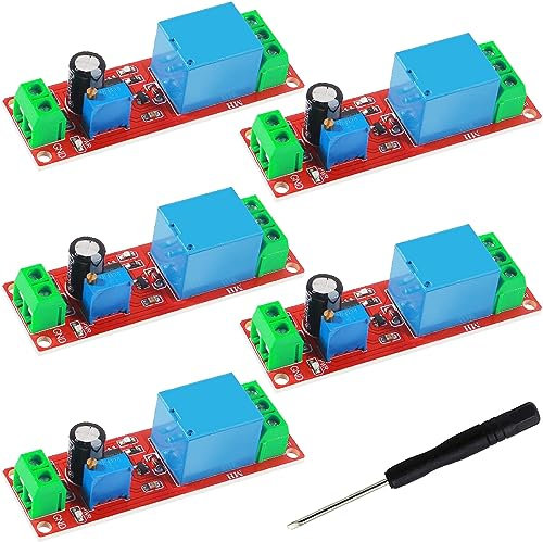Youmile, 5 uds., NE555, relé temporizador de retardo, 12V CC, 0-10 segundos, módulo de interruptor de temporizador de retardo ajustable con destornillador para Arduino