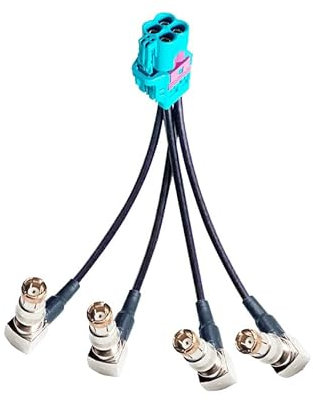 Elecbee Fakra Cable Assembly SMB Jack ad angolo retto Quattro porte per Mini 4 in 1 Cavo LVDS per veicoli Estensione coassiale RF 50CM RG316
