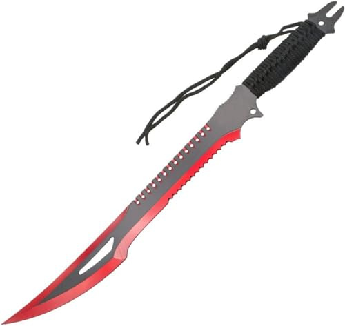 G8DS Bushcraft Messer Machete Red Wolves Inklusive Nylonscheide Gürtel Messer Survival Messer scharfes Jagdmesser Überlebensmesser Outdoor Messer für Wandern Camping Garten