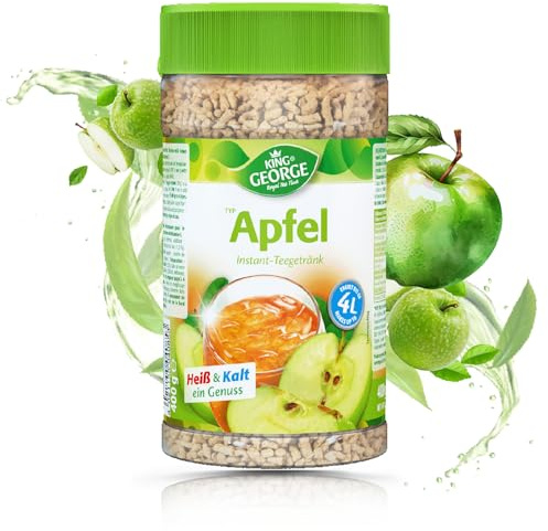 KING GEORGE - Bevanda da tè istantanea di mela, 12 x 400 g, con sapore di mela, calda e fredda, confezione di briciole per l'estate, il compleanno, le feste