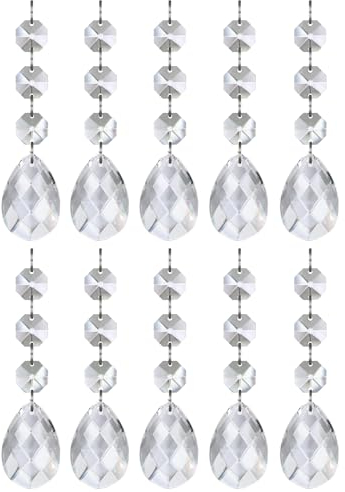 UCLEVER 10 ciondoli a forma di acchiappasole in cristallo, 38 mm, per finestre, casa, giardino, scacciapensieri (lacrima)