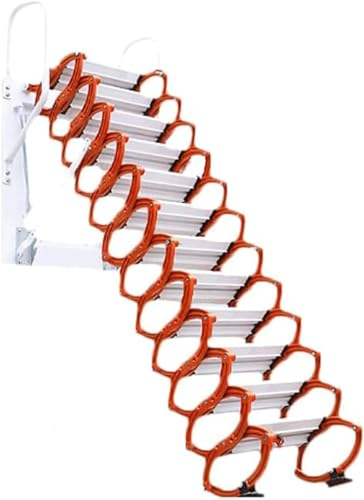 An der Wand montierte Dachbodenleiter, herunterziehbare Dachbodenleiter, Dachbodentreppe für Zuhause, Klappleiter, Tragfähigkeit 300/661 Pfund, Dachbodentreppe