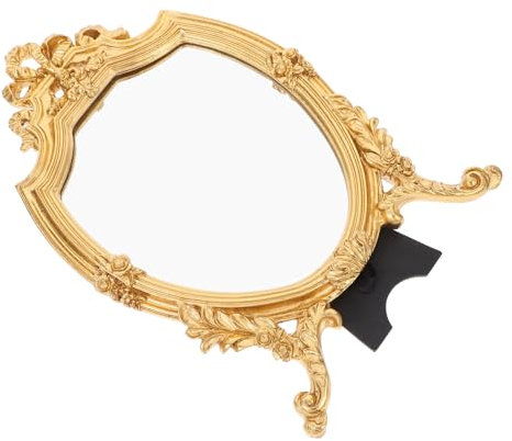 Mikinona Vintage Tischspiegel Mit Stand Europäischer Stil Dekorativer Make-up-Spiegel Für Schlafzimmer Kommode Breit Klarer Spiegel Mit Elegantem Antikem Harzrahmen Für Täglichen