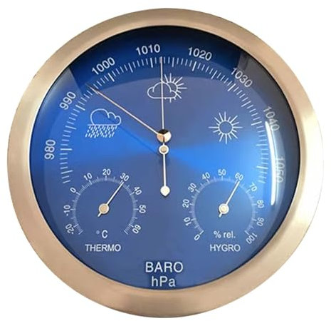YHJLZNA TermóMetro MeteorolóGico Tres En Uno Montado En La Pared BaróMetro EstacióN MeteorolóGica DoméStica De Alta PrecisióN EstacióN MeteorolóGica A PresióN Sin Agua BaróMetro