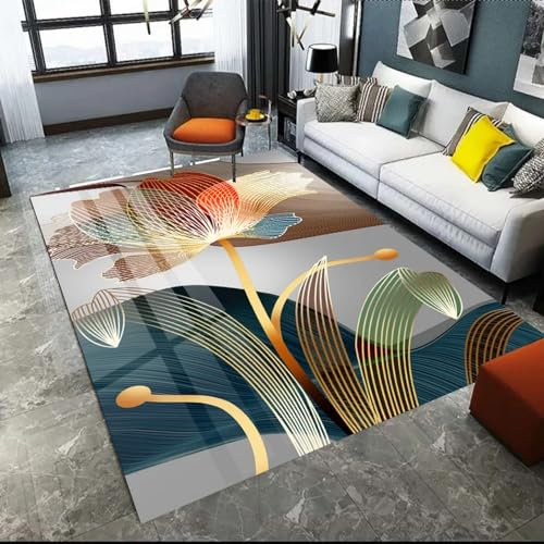 Teppich Läufer Flur Abstrakte Botanische Blumen 3D Küchenläufer Waschbar, Lange Korridor Teppich, Für Flurtreppen Schlafzimmer,rutschfest Schallschutz Türmatte Mit 100 X 120 cm / 31.5 X 47. -8C3X8A7