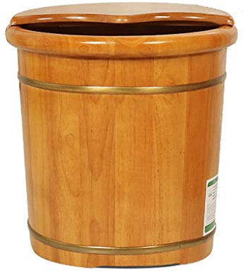 HIARAN Fußbad-Fußbadeeimer aus Holz mit Deckel, Pediküre-Schüssel mit Deckel, Fußwanne zum Einweichen der Füße, runder, tiefer Holzeimer als Geschenk Lucky Star