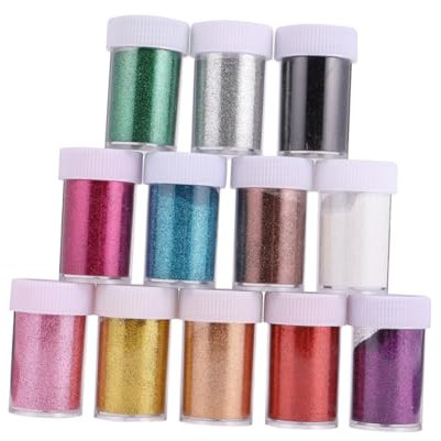 JEWEDECO Nagellack-glitzer in 12 Verschiedenen Farben Für Nagelkunst Schillernder Glitzer Grobes Maniküre-set