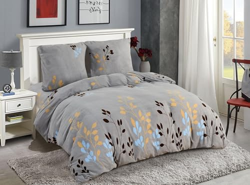 Cotton Market Completo Lenzuola Matrimoniali Cotone - 200x200 cm - Copripiumino Matrimoniale Set con Cuscino 70x80cm - Biancheria da Letto a Fantasi - Orsetto in Microfibra, Grigio