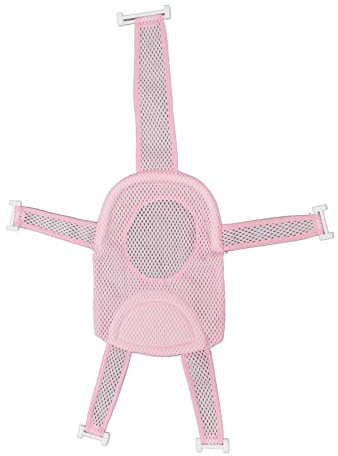 Baby-Badewannensitz-Stütznetz, schnell trocknend, verstellbar, bequem, rutschfest, Duschnetz für eine Badewanne mit Sicherheitsstützecken (Rosa)