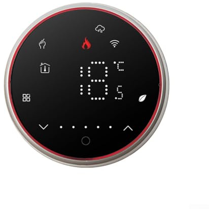Termostato intelligente per riscaldamento, termostato Wifi Smart da parete, controllo vocale, per riscaldamento elettrico/caldaia a gas a risparmiare energia (nero rotondo-GA)