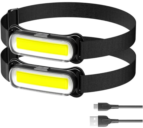Hangdong 2 Stück LED Kopflampe Wiederaufladbar, Abnehmbarer 3 Lichtmodi Leichte Taschenlampe für Wandern Camping Running