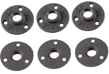 Uonlytech 12piezas Fijaciones de Brida Negra para Suelo para Montaje Pared Tuberías de Agua Accesorios de Brida de Suelo