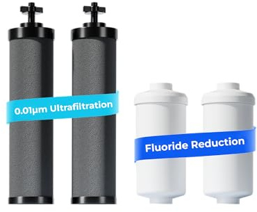 [New Upgraded Ultrafiltration] Waterdrop Black and Fluoride Water Filter, Replacement for Berkey® Black Purification Elements, Berkey® Gravity Water Filter System