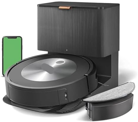 pour poils d'animaux, sols durs, tapis Combo j5 Aspirateur et laveur robot à vidage automatique Cartographie intelligente Évitement des obstacles Aspiration Nettoyage 60 jours Vidange automatique Grap