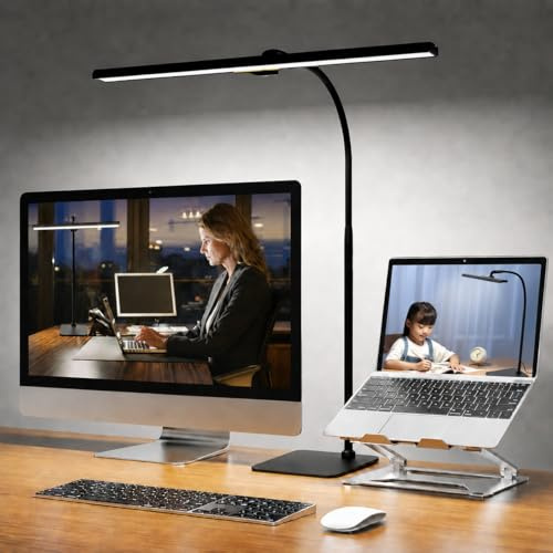 LAOPAO LED Desk Lamp with Metal Base & Controller: 5 Colour & 5 Brightness