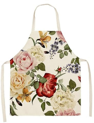 HJOSWVNS Delantal Cocina Hombre Beige Verde Oliva Delantal Cocina Mujer Algodón Cáñamo Mandiles de Cocina Antimanchas Ajustable Resistente Desgaste Duradero Lavable 38x47cm