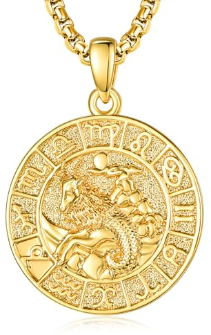 ADMETUS Sternzeichen Steinbock Anhänger Kette Gold Steinbock Halskette Herren Tierkreiszeichen Anhänger Schmuck Sternzeichen Konstellation Kette Geschenke für Männer