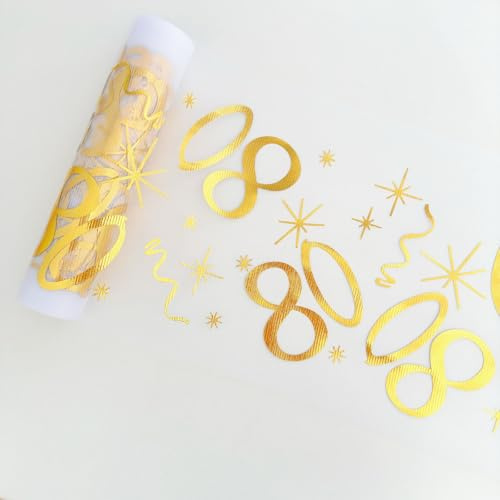 Wirsindeins 80 Jahre Geburtstag Deko Tischläufer 28cm x 15m - Goldener Tischdeko schneidbar, universell für Mann und Frau (80 Jahre)