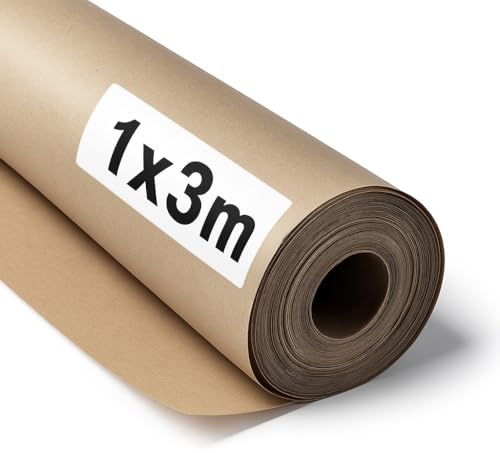 OFITURIA Naturbraunes Kraftpapier 70 g/m² – Rolle 1×3 m – 1 Rolle – Recyclingpapier für Verpackungen, Basteln und Dekoration – Reißfest – Geeignet für Acryl- und Ölfarben
