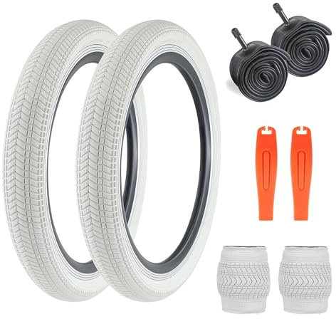 ZUKKA Juego de 2 neumáticos de Bicicleta de 16 Pulgadas (16 x 2,125 Pulgadas, Cubierta 57-305 y 2 Unidades de 16 Pulgadas, para BMX, MTB, Bicicleta de montaña, Bicicleta Infantil, crusier,Blanco