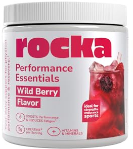Rocka Nutrition Performance Essentials Multi-Nährstoff-Mix mit Creatin, Ashwagandha, Nitrat, Magnesium, Eisen & Zink| Veganes Performance- & Recovery Supplement | 100% Geschmack | 275 g (Wild Berry)