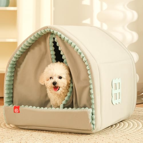 Yinghesheng Hundehöhle Hundehütte Indoor mit Rahmen, Zusammenklappbare Hundezelt, Hundehöhle Kuschelhöhle Katzenbett Hundebett Kleine Hunde,56x51x51cm