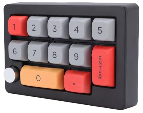 Bewinner Mechanische Numpadm, mit RGB-Hintergrund Beleuchtete USB-Tastatur mit Knopfs Teuerung, 12 Programmier Bare Makros CHL üssel, Mechanisches Nummern Pad für Gaming-Arbeiten (Black)