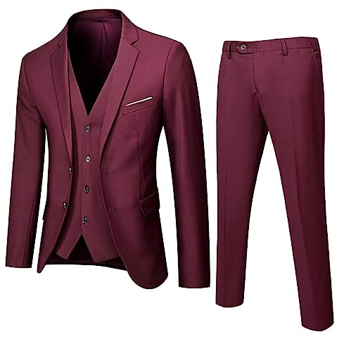 3 Piece Boys Formal Suits Set, Page Boy Wedding Prom Suit, Button Down Blazer Boy Suit 12-18 Years UK Teen Boys Regular Fit Wedding Party Casual Jacket Vest Trousers Coat