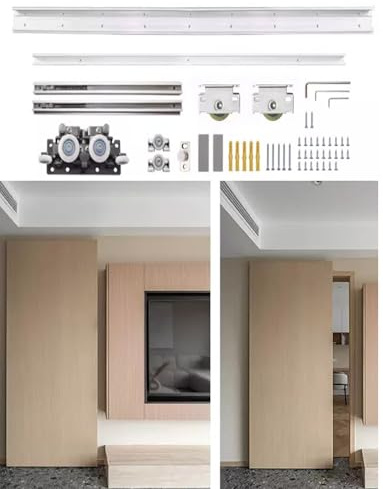 Hidden Sliding Barn Door Hardware Kit - Sliding Door Track for Hidden Door Interior Doors, Trackless Sliding Ghost Door(120cm/3.9ft)