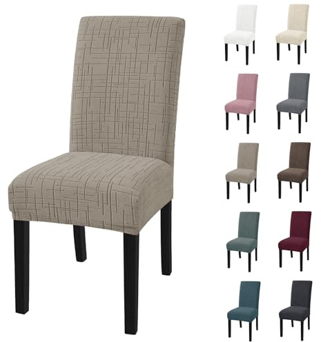 YSTELLAA Coprisedie con Schienale 4 Pezzi, Coprisedia Elasticizzati Lavabili, Copri Sedie, Copri Sedia, per Soggiorno, Cucina, Office, Arredamento Ristorante, Kaki