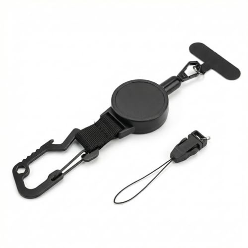 FooYee 2PCS Phone Lanyard Tether, Adjustable Anti-Theft Phones Safety Strap, Retractable Anti-Theft Cellphone Strap, Cellphone Lanyard with Locking Carabiner for Hiking Cycling Fishing Climbing