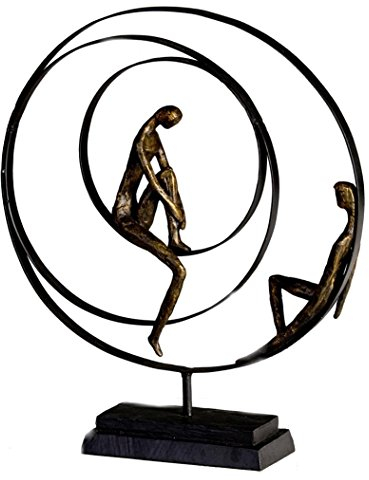 Casablanca Deko Skulptur Figur Dekofigur - aus Kunstharz - Model: Patience - Farben: Bronze Schwarz - Deko Wohnzimmer - Höhe 41 cm