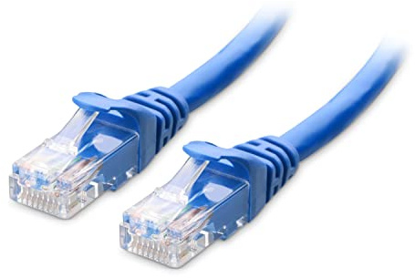 Cable Matters 10Gbps Snagless Cat 6 Ethernet Cable, 6m, Blue | 24 AWG Bare Copper, Gold-Plated RJ45 Contacts, 550MHz, PoE++, Cat6 LAN Cable for Routers, Switches and PCs
