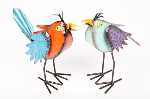 point-garden 2X Gartenfigur aus Metall Dekofigur Vogel
