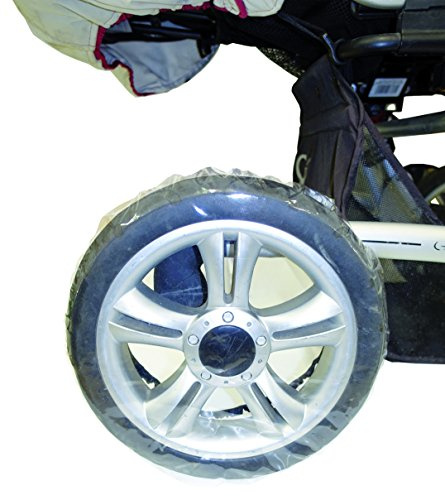 sunnybaby 10900 - Radschutz für Kinderwagen-Räder, Reifenschutz, Schutzhülle/Reifentaschen | bis 14 Zoll / 35 cm Durchmesser | 4 Stück Packung | Folie | Qualität: MADE in GERMANY