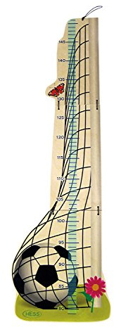 Hess Holzspielzeug 14627 - Messlatte aus Holz für Kinder, Serie Fußball, handgefertigt, klappbar, geeignet für eine Körpergröße von ca. 80 bis 148 cm
